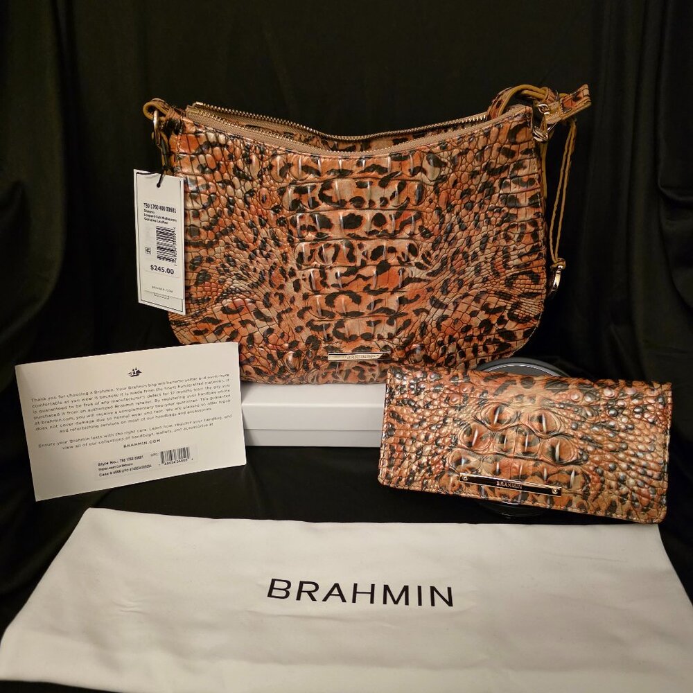 Brahmin Shayna Melbourne Crossbody and Ady Wallet Leopard Cub **Combo**